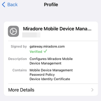 >Look for the MDM Configuration profile on your iPhone