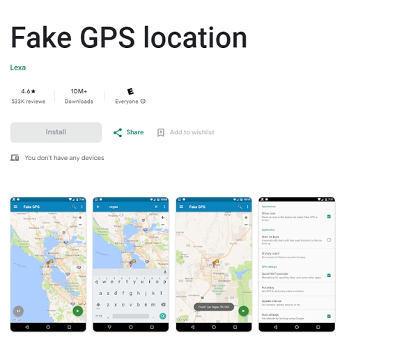 install the Android GPS spoofing app 