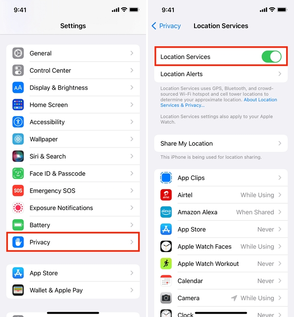 Enable Location Services